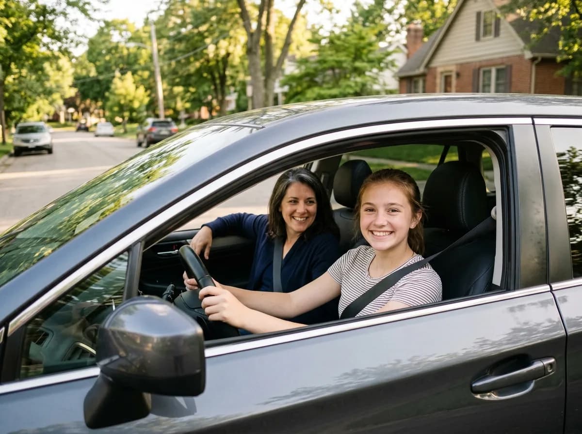 Teen driver with a parent in the passenger seat