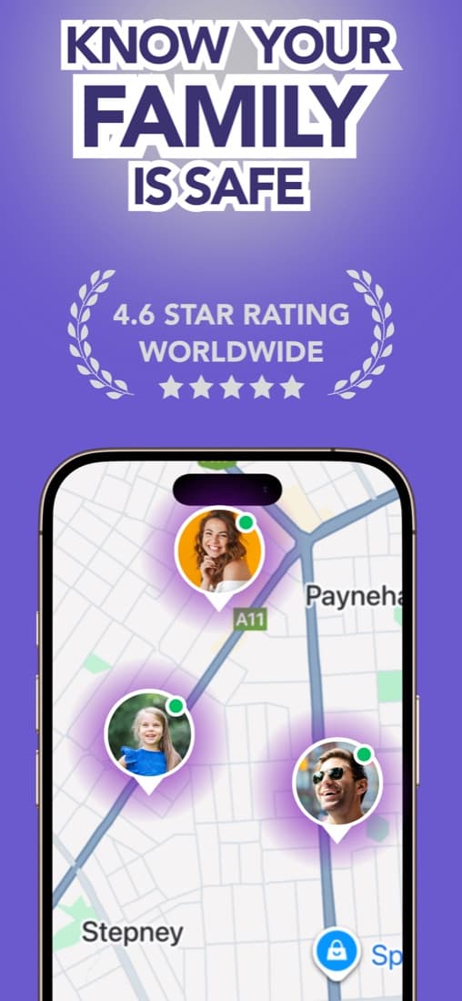 Family members on Smart Family Locator's private map
